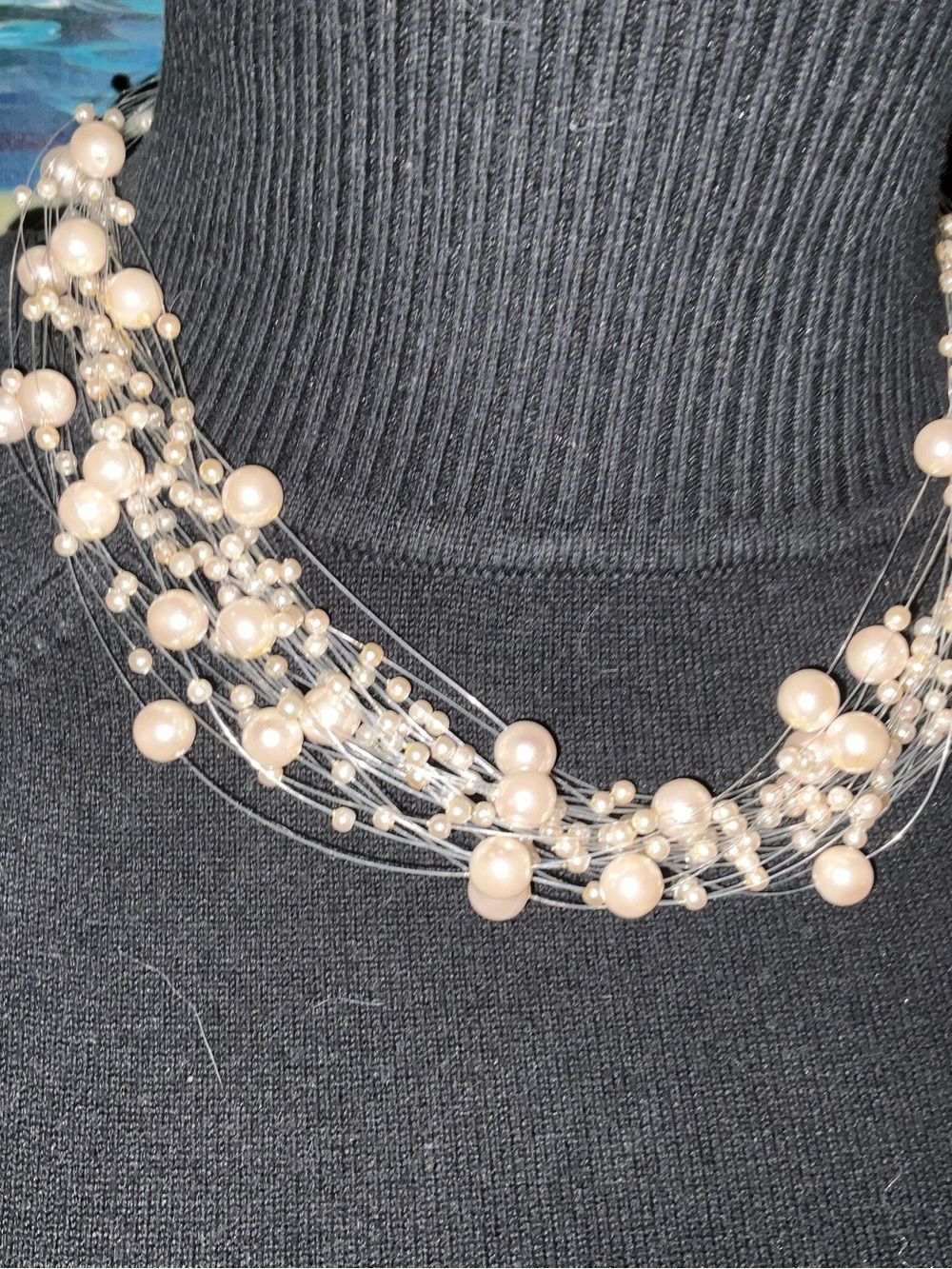 Layered Faux Pearl Multi-Strand Necklace - Cream